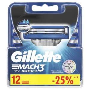 GILLETTE MACH3 Turbo Cменные кассеты для бритья 12шт