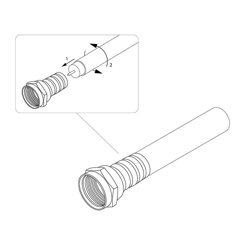 Разъем антенный на кабель Rexant, штекер F RG-6 2 шт. арт. 06-0004-А2 