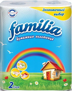 FAMILIA полотенца бумажные белые двухслойные 2шт Радуга