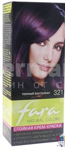 Крем-краска для волос, тон 321 Темный баклажан FARA Natural Colors 