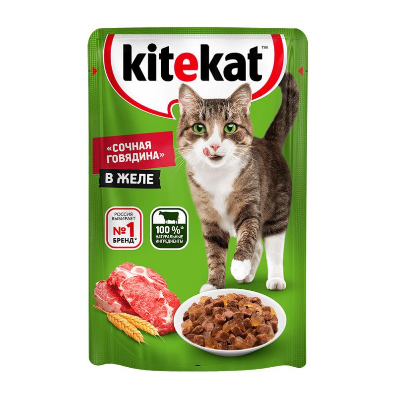 Корм Kitekat "Говядина в желе" 85 гр.