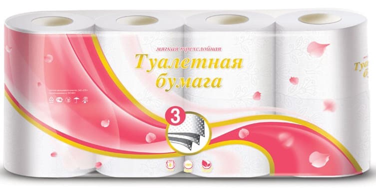 Туалетная бумага, цвет белый, 8 рул., 3 слоя 17м (СЗ) NoName 