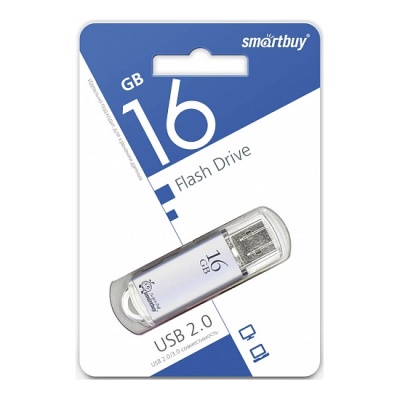 Карта памяти (флэш-накопитель) с колпачком USB 16Gb Smartbuy V-Cut Silver USB 2.0 Flash арт. SB16GBVC-S 