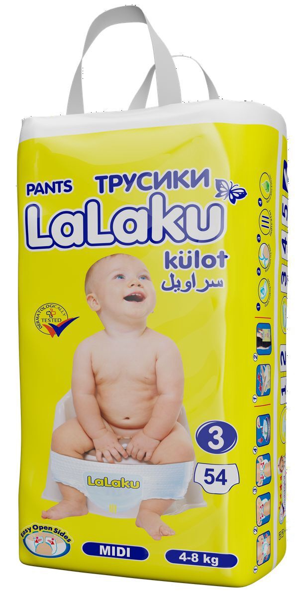 Подгузники-трусики, 54 шт (СЗ) Lalaku Pants [3]Midi-54