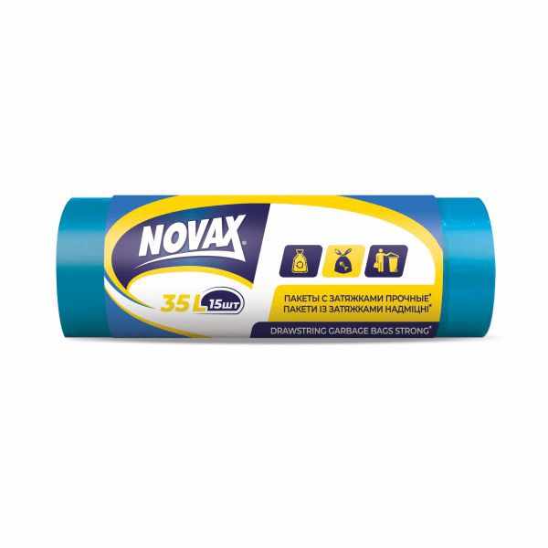 Мешки для мусора Novax с затяжкой 35л 15шт арт,0403NV 