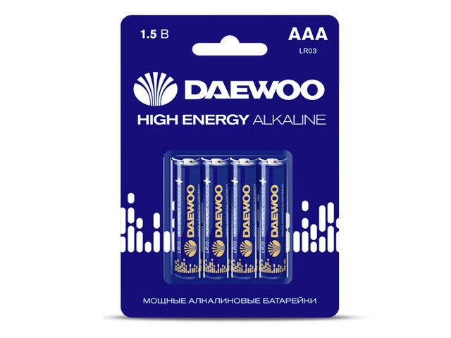 Батарейка AAA LR03 1,5V alkaline BL-4шт DAEWOO HIGH ENERGY