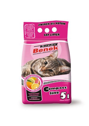 Наполнитель для туалета Super Benek Compact цитрусовая свежесть 5 л