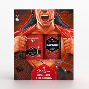 Подарочный набор OLD SPICE Твердый дезодорант Booster 50мл + Гель Д/Душа + Шмп 2в1 Captain 250мл