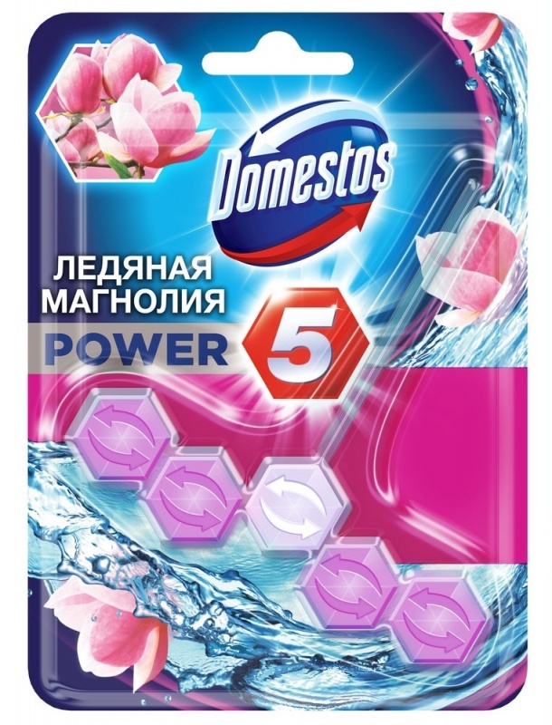 DOMESTOS Блок для очищения унитаза Power 5 Ледяная магнолия 55г 67454578