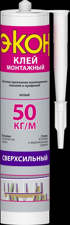 Клей монтажный "ЭКОН Сверхсильный", картридж 400 гр.