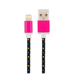 USB-Lightning кабель для iPhone/nylon/black-blue-yellow/1m/REXANT