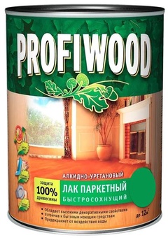 Лак паркетный алк.-уретан. полуматовый PROFIWOOD 0.8л