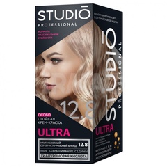 Стойкая крем-краска для седых волос STUDIO Professional ULTRA 12.8 Ультра светлый серебристо-розовый блонд (крем-краска 50 мл, оксидант 50 мл, бальзам) 