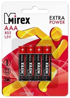 Батарейка солевая MIREX R03/AАA 1,5V BL4 Китай