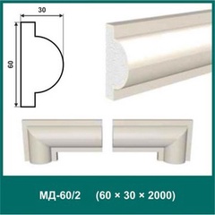 Молдинг пенопласт CAVOLI Белый 60х30х2000 плотность 25 арт,МД-60/2 Беларусь