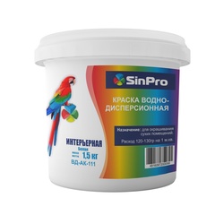 Краска SinPro ВД-АК-111 интерьерная белая 1,5 кг