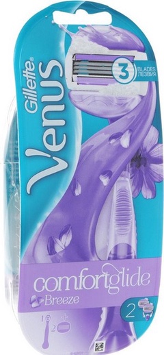 GILLETTE VENUS ComfortGlide Breeze Бритва с 2 смен кассетами (cо встроен полосками с гелем д/бр)